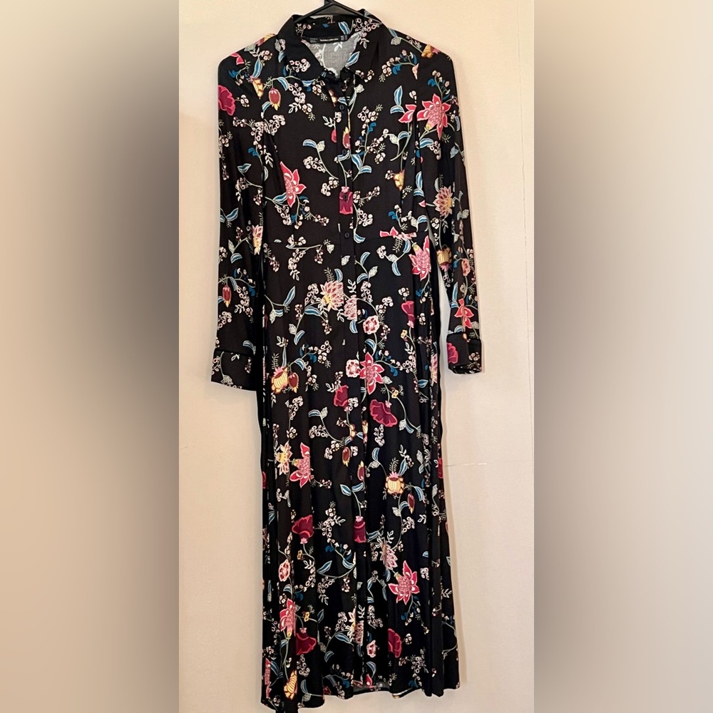 NWOT Elegant Zara trafaluc collection Multicolor Floral Long Sleeve Dress in XS - Picture 2 of 15